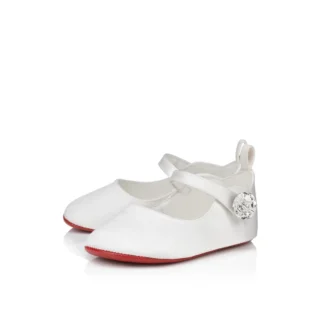 Baby Love Chick Strass – Balerini – Satin creponat și strasuri – Bianco – Bebeluși