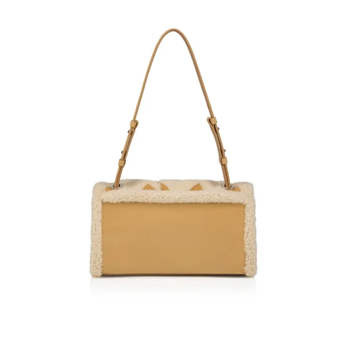 Baggy Small – Geantă de umăr – Piele de vițel și lână de oaie în formă de diamant – Bej