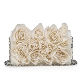 Bettina – Clutch – Crep satinat – Bianco