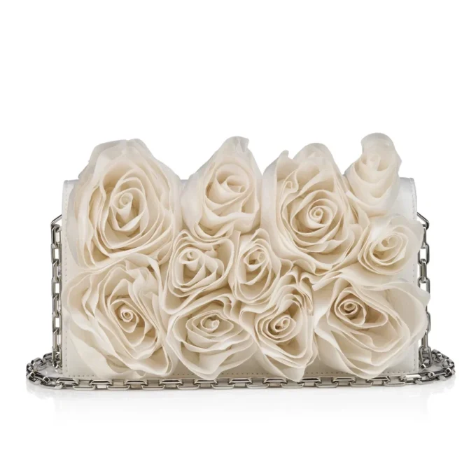 Bettina – Clutch – Crep satinat – Bianco