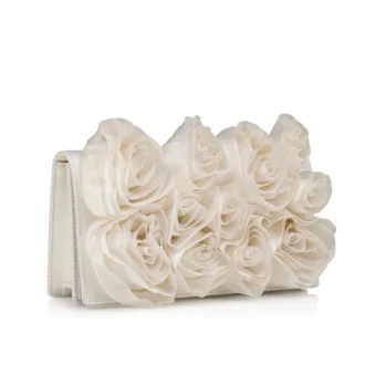 Bettina – Clutch – Crep satinat – Bianco