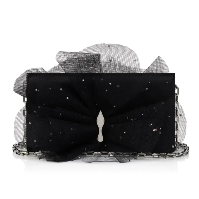 Bettina – Clutch – Crep satinat – Negru