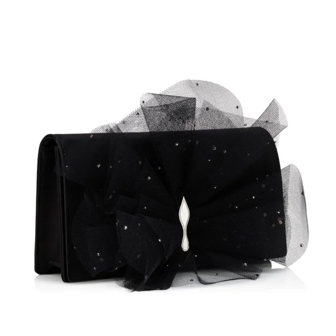 Bettina – Clutch – Crep satinat – Negru