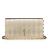Bettina – Clutch – Piele de miel nappa laminată în formă de diamant – Platine deschis