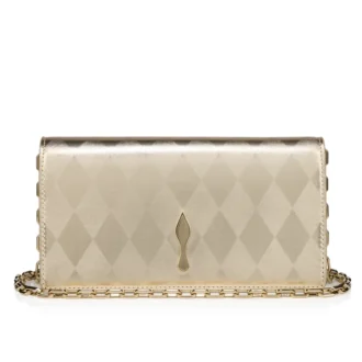 Bettina – Clutch – Piele de miel nappa laminată în formă de diamant – Platine deschis
