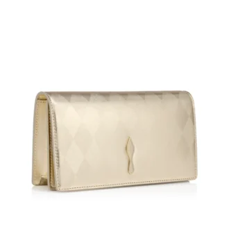 Bettina – Clutch – Piele de miel nappa laminată în formă de diamant – Platine deschis