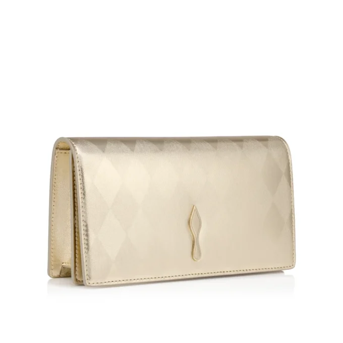 Bettina – Clutch – Piele de miel nappa laminată în formă de diamant – Platine deschis