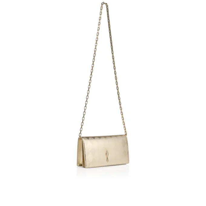 Bettina – Clutch – Piele de miel nappa laminată în formă de diamant – Platine deschis