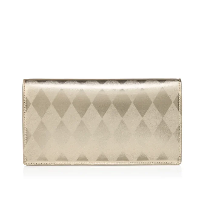 Bettina – Clutch – Piele de miel nappa laminată în formă de diamant – Platine deschis