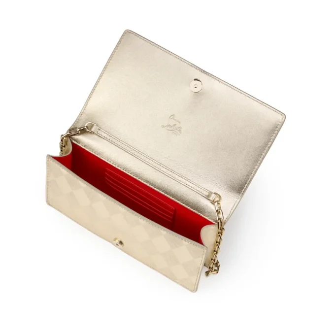 Bettina – Clutch – Piele de miel nappa laminată în formă de diamant – Platine deschis