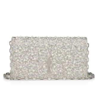 Bettina – Clutch – Piele de vițel, strasuri și perle – Argintiu Bettina – Clutch – Piele de vițel, strasuri și perle – Argintiu