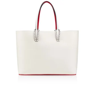 Cabata Large – Gență Tote – Piele de vițel și ținte – Bianco