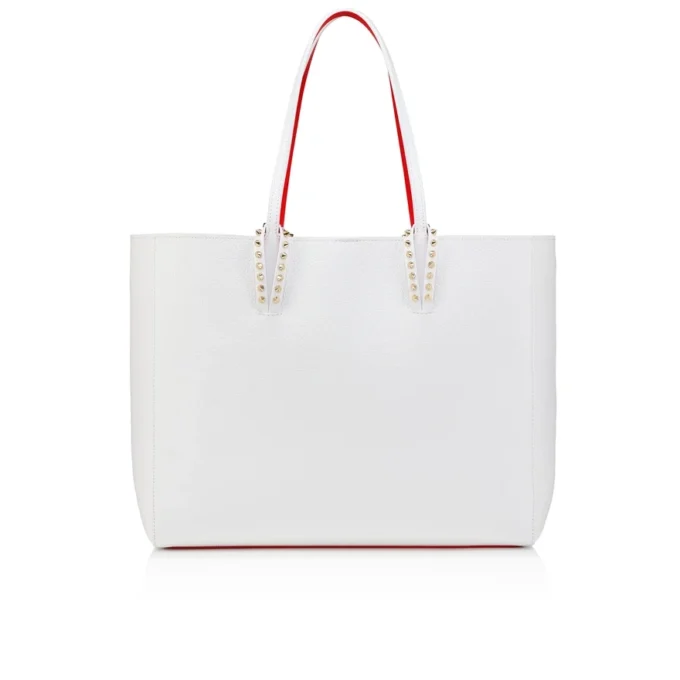 Cabata Large – Gență Tote – Piele de vițel și ținte – Bianco