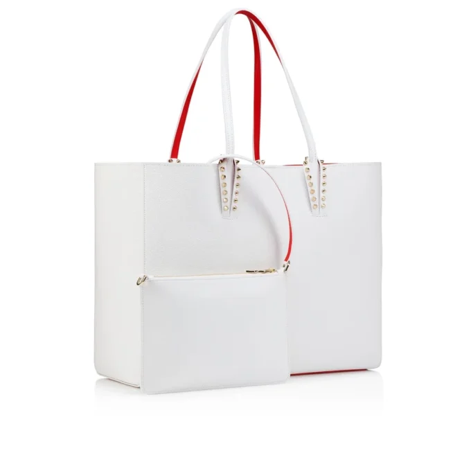 Cabata Large – Gență Tote – Piele de vițel și ținte – Bianco
