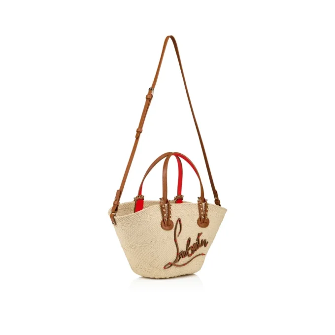 Cabata Mini – Gență Tote – Rafie și piele de vițel – Natural