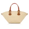 Cabata Mini – Gență Tote – Rafie și piele de vițel – Natural