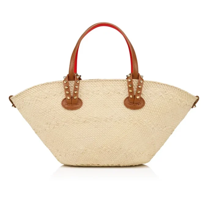 Cabata Mini – Gență Tote – Rafie și piele de vițel – Natural