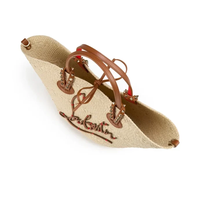 Cabata Mini – Gență Tote – Rafie și piele de vițel – Natural