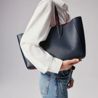 Cabata Small – Geantă Tote – Piele de vițel și ținte – Zaffiro