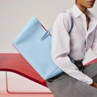 Cabata Small – Gență Tote – Piele de vițel granulată – Ceruleo