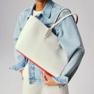 Cabata Small – Gență Tote – Piele de vițel moale și ținte – Bianco