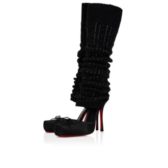 Cassia Annmac – Pantofi cu toc de 100 mm – Satin creponat și plasă – Negru – Femei Cassia Annmac – Pantofi cu toc de 100 mm – Satin creponat și plasă – Negru – Femei