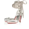 Cassia cu șireturi – Pantofi cu toc de 100 mm și curele – Piele de miel nappa laminată – Argintiu – Femei