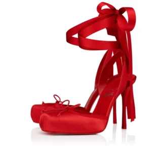 Cassia cu șireturi – Pantofi cu toc stiletto de 100 mm – Satin creponat – Loubi – Femei Cassia cu șireturi – Pantofi cu toc stiletto de 100 mm – Satin creponat – Loubi – Femei