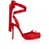 Cassia cu șireturi – Pantofi cu toc stiletto de 100 mm – Satin creponat – Loubi – Femei