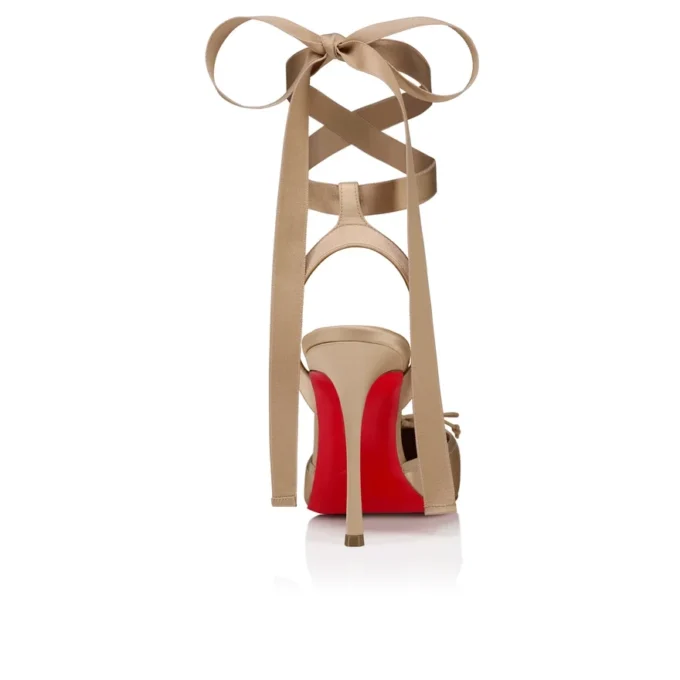 Cassia cu șireturi – Pantofi cu toc stiletto de 100 mm – Satin creponat – Nude 1 – Femei