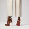 Cassia cu șireturi – Pantofi cu toc stiletto de 100 mm – Satin creponat – Nude 5 – Femei