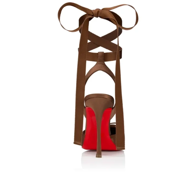 Cassia cu șireturi – Pantofi cu toc stiletto de 100 mm – Satin creponat – Nude 5 – Femei