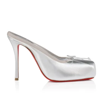 Cassia Mule – Mule de 100 mm – Piele de miel nappa laminată – Argintiu – Femei Cassia Mule – Mule de 100 mm – Piele de miel nappa laminată – Argintiu – Femei