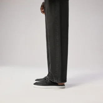 Chanme – Pantofi de barcă – Piele de vițel inversată – Negru – Bărbați