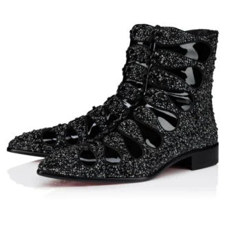 Circus Booty Perla – Cizme – Piele de căprioară și strasuri, piele de vițel lăcuită – Negru – Bărbați Circus Booty Perla – Cizme – Piele de căprioară și strasuri, piele de vițel lăcuită – Negru – Bărbați