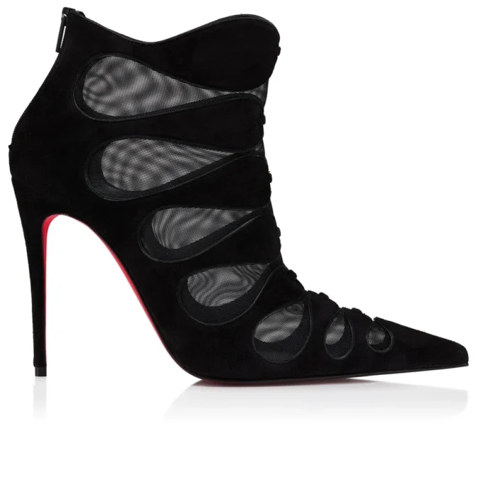 Circus Max – Cizme joase de 100 mm – Piele de vițel velur, plasă și piele de ied – Negru – Femei Circus Max – Cizme joase de 100 mm – Piele de vițel velur, plasă și piele de ied – Negru – Femei