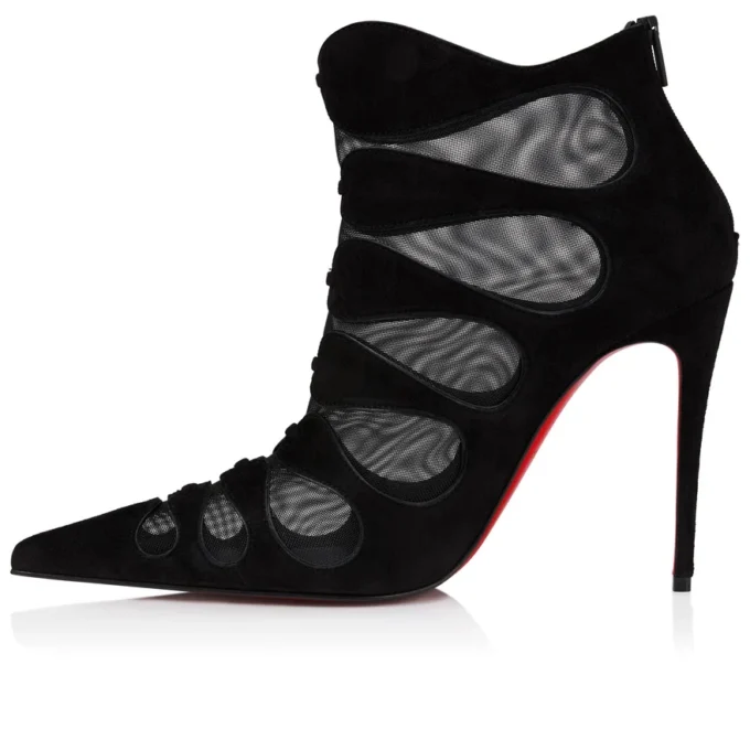 Circus Max – Cizme joase de 100 mm – Piele de vițel velur, plasă și piele de ied – Negru – Femei Circus Max – Cizme joase de 100 mm – Piele de vițel velur, plasă și piele de ied – Negru – Femei