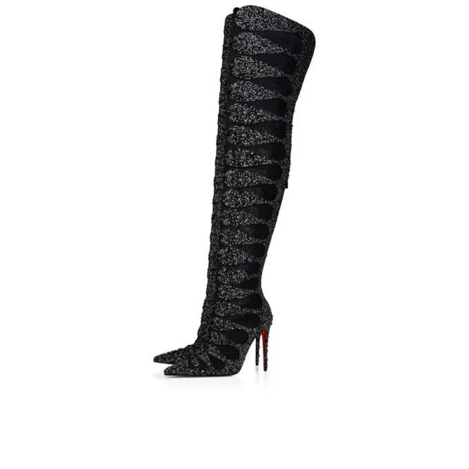 Circus Max Perla Botta Alta – Cizme până la coapsă de 100 mm – Piele de piele de căprioară, plasă și strasuri – Negru – Femei Christian Louboutin Statele Unite Circus Max Perla Botta Alta – Cizme până la coapsă de 100 mm – Piele de piele de căprioară, plasă și strasuri – Negru – Femei Christian Louboutin Statele Unite