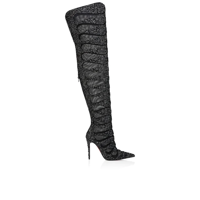 Circus Max Perla Botta Alta – Cizme până la coapsă de 100 mm – Piele de piele de căprioară, plasă și strasuri – Negru – Femei Christian Louboutin Statele Unite Circus Max Perla Botta Alta – Cizme până la coapsă de 100 mm – Piele de piele de căprioară, plasă și strasuri – Negru – Femei Christian Louboutin Statele Unite