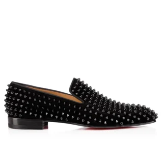 Dandelion Spikes – Mocasini – Piele de vițel velur și ținte – Negru – Bărbați