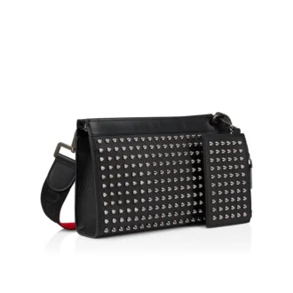 Funky – Geantă crossbody – Piele de vițel granulată și ținte – Negru