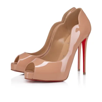 Hot Chick Alta – Pantofi cu vârf deschis de 120 mm – Piele de vițel lăcuită – Blush – Femei