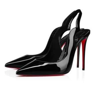 Hot Chick Sling – Pantofi cu baretă de 100 mm – Piele de vițel lăcuită – Negru – Femei