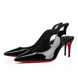 Hot Chick Sling – Pantofi cu toc de 70 mm și baretă în spate – Piele de vițel lăcuită – Negru – Femei