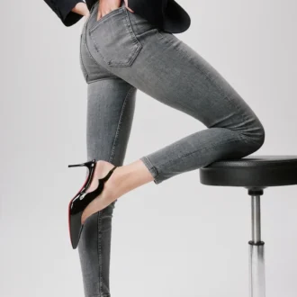 Hot Chick Sling – Pantofi cu toc de 70 mm și baretă în spate – Piele de vițel lăcuită – Negru – Femei