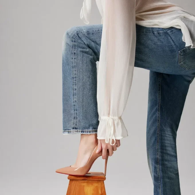 Iriza – Pantofi cu toc de 100 mm – Piele de vițel lăcuită – Blush – Femei