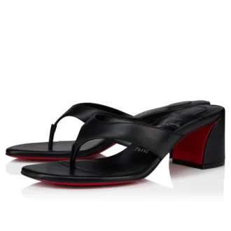 Janetonga – Șlapi cu toc de 55 mm – Piele de miel Nappa – Negru – Femei Janetonga – Șlapi cu toc de 55 mm – Piele de miel Nappa – Negru – Femei