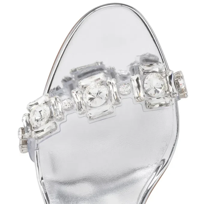 Just Jewel – Sandale de 85 mm – TPU și piele de vițel laminată – Cristal – Femei