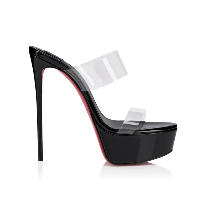Just Nothing Alta – Mule de 150 mm – TPU și piele de vițel lăcuită – Negru – Femei