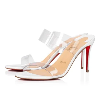 Just Nothing – Mule cu toc de 84 mm – Piele de vițel lăcuită și PVC – Alb Just Nothing – Mule cu toc de 84 mm – Piele de vițel lăcuită și PVC – Alb